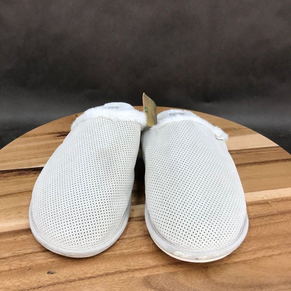 Reef White Perforated Faux Fur Lined Slip On Slippers Womens XL Size 11 - Picture 3 of 11
